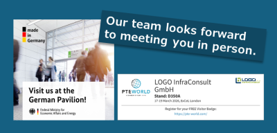 Ankündigung des Messestandes der Passenger Terminal Expo World in London