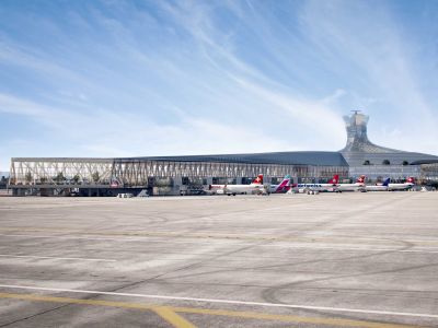 Visualisierung des zukünftigen neuen Docks und der neuen Wurzel des Flughafen Zürich