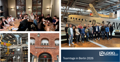 Gruppenbilder mit Mitarbeitern von LOGO InfraConsult im Deutschen Technikmuseum Berlin